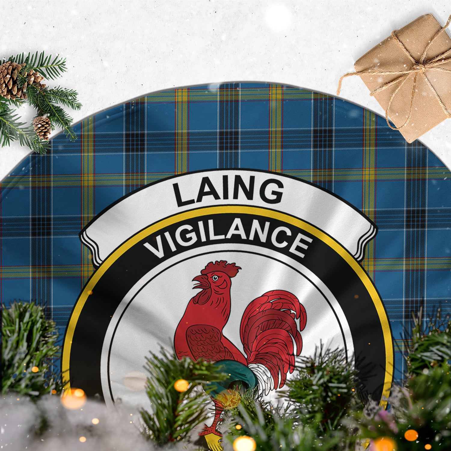 Laing Tartan Christmas Tree Skirt with Family Crest - Tartanvibesclothing