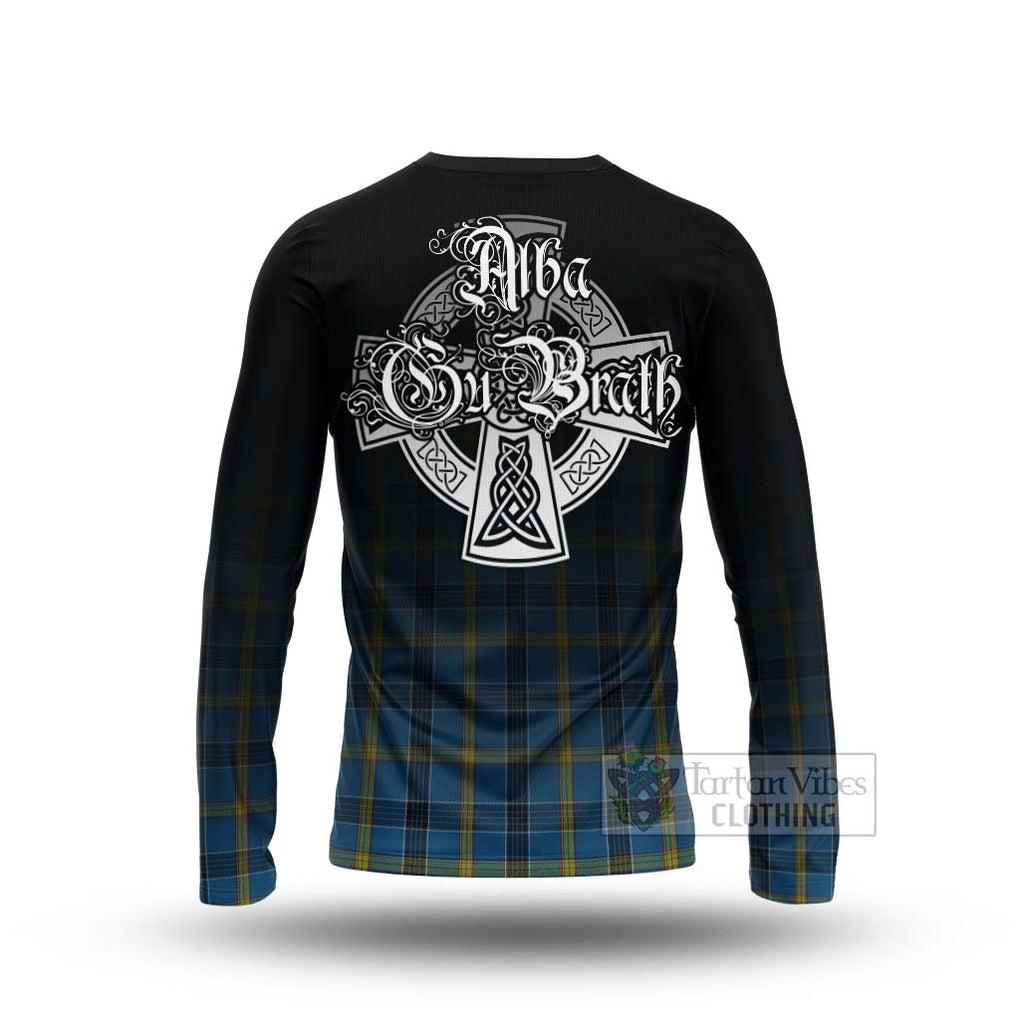 Tartan Vibes Clothing Laing Tartan Long Sleeve T-Shirt Featuring Alba Gu Brath Family Crest Celtic Inspired
