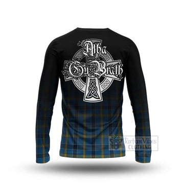Tartan Vibes Clothing Laing Tartan Long Sleeve T-Shirt Featuring Alba Gu Brath Family Crest Celtic Inspired