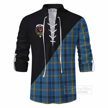 Tartan Vibes Clothing Laing Tartan Ghillie Kilt Shirt with Family Crest and Military Logo Style