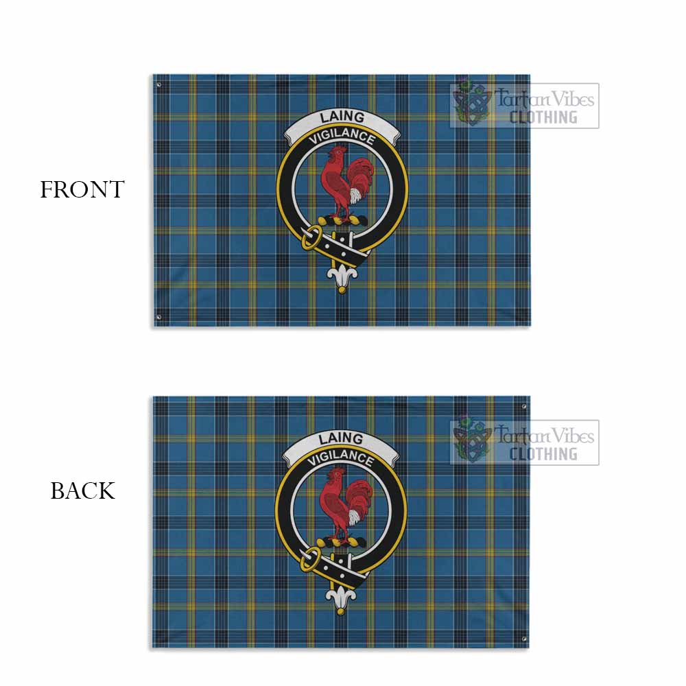Tartan Vibes Clothing Laing Tartan House Flag with Family Crest
