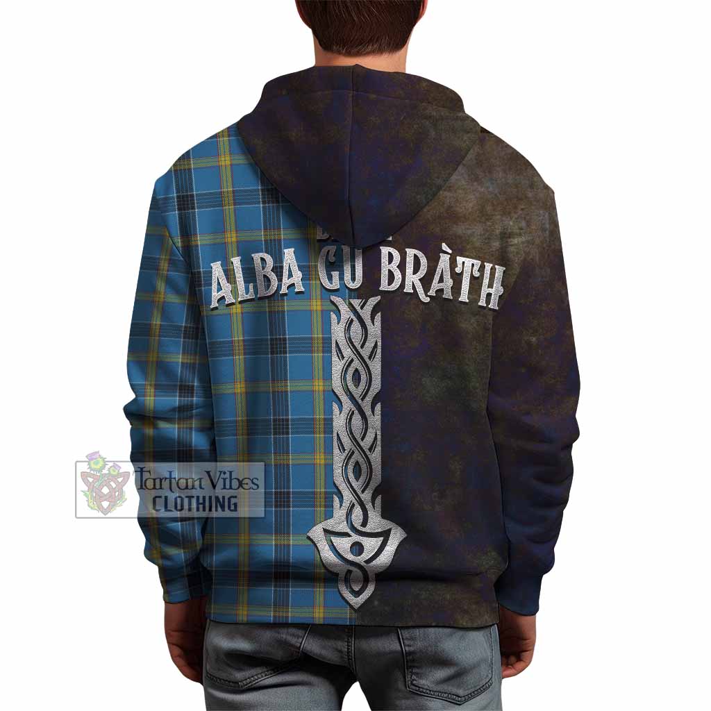 Tartan Vibes Clothing Laing Tartan Family Crest Hoodie Alba Gu Brath Be Brave Lion Ancient Style