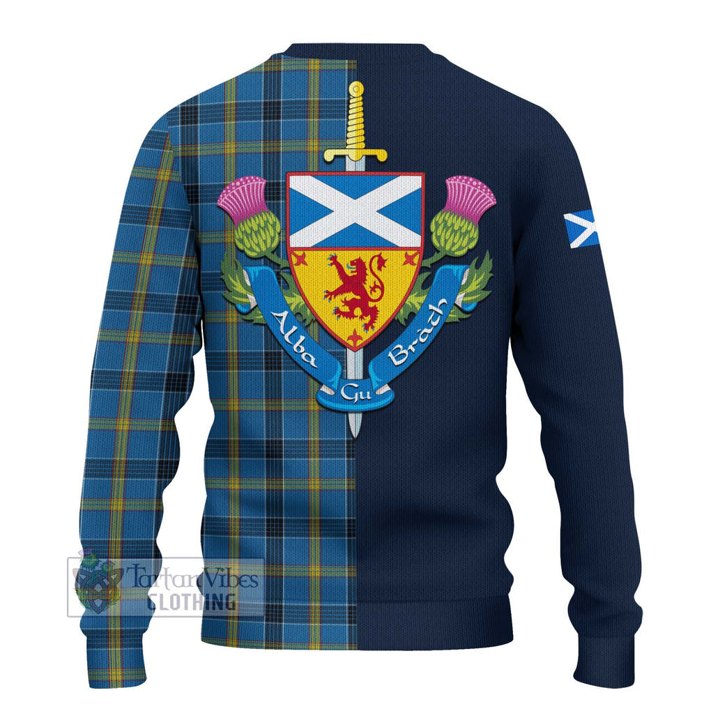 Tartan Vibes Clothing Laing Tartan Knitted Sweater with Scottish Lion Royal Arm Half Style