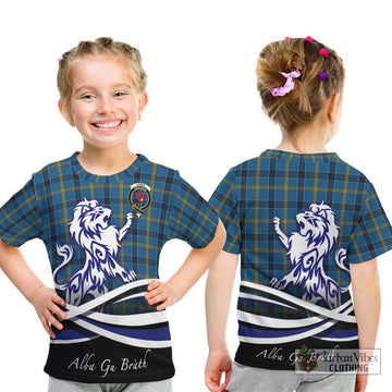 Laing Tartan Kid T-Shirt with Alba Gu Brath Regal Lion Emblem - Tartanvibesclothing Shop