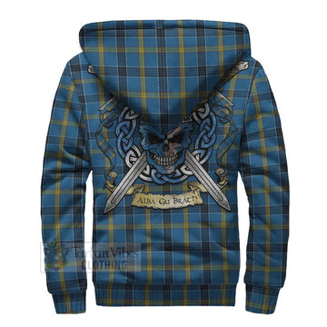 Tartan Vibes Clothing Laing Tartan Sherpa Hoodie with Family Crest Celtic Skull Style