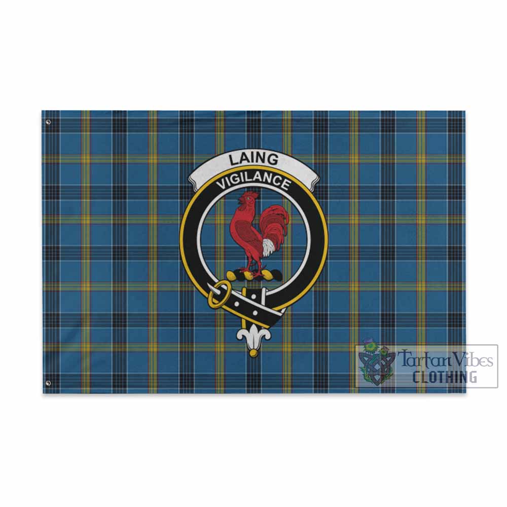 Tartan Vibes Clothing Laing Tartan House Flag with Family Crest