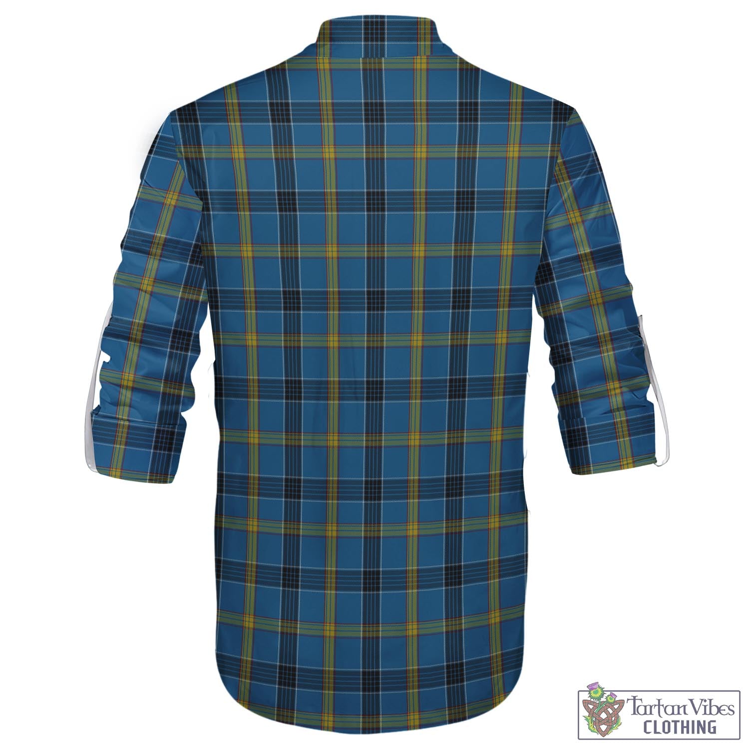 Tartan Vibes Clothing Laing Tartan Men's Scottish Traditional Jacobite Ghillie Kilt Shirt with Family Crest