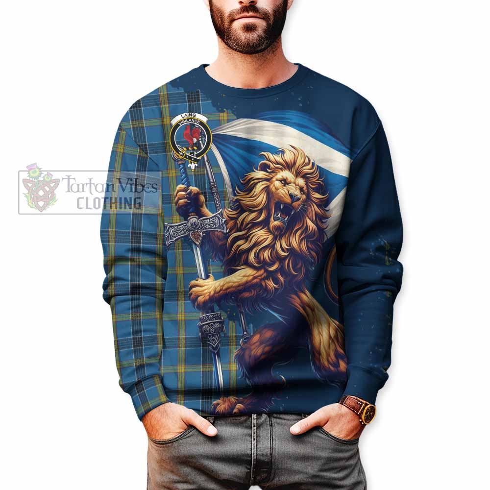 Tartan Vibes Clothing Laing Tartan Family Crest Sweatshirt with Scottish Majestic Lion