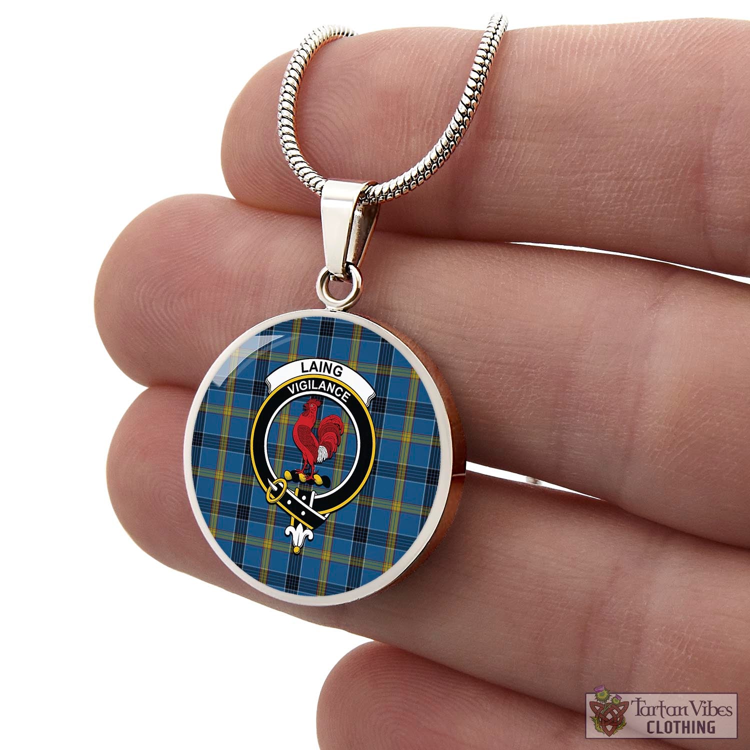 Tartan Vibes Clothing Laing Tartan Circle Necklace with Family Crest