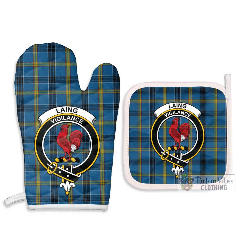 Laing Tartan Combo Oven Mitt & Pot-Holder with Family Crest Combo 1 Oven Mitt & 2 Pot-Holder White - Tartan Vibes Clothing