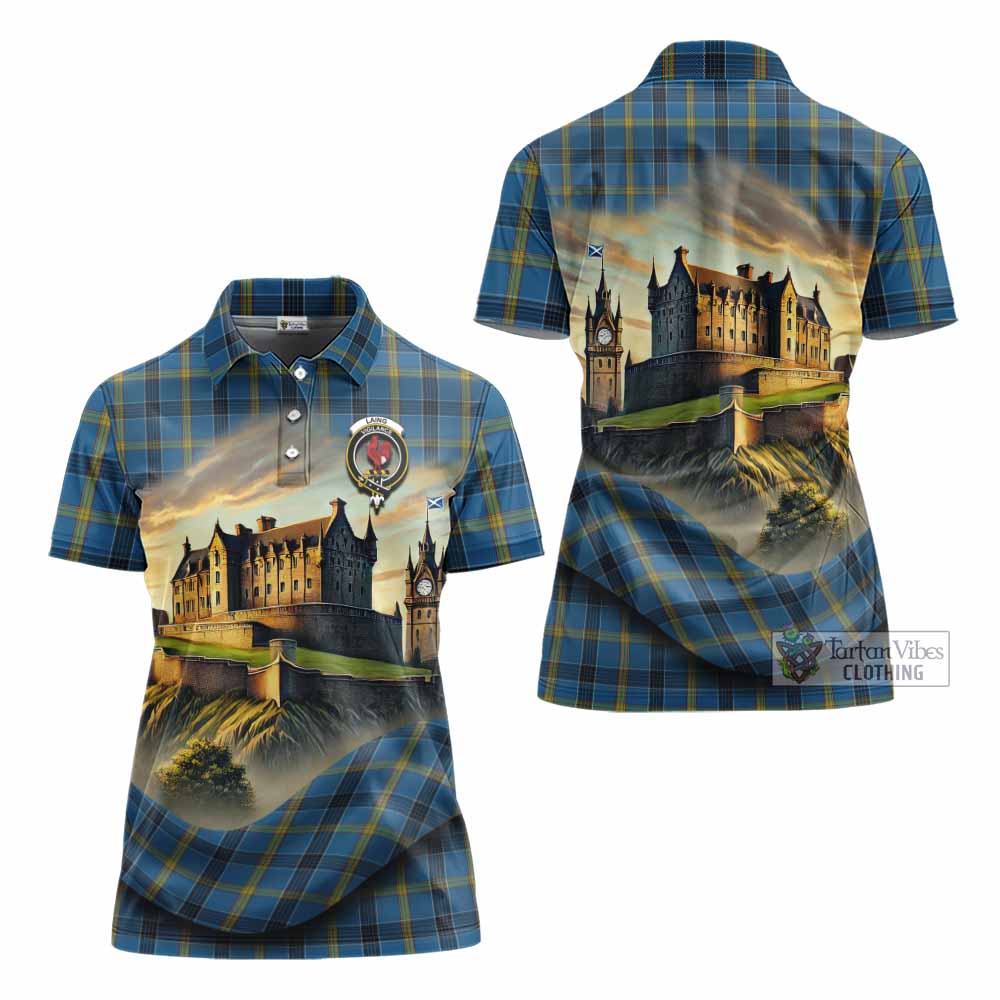 Tartan Vibes Clothing Laing Tartan Family Crest Women's Polo Shirt with Scottish Ancient Castle Stype