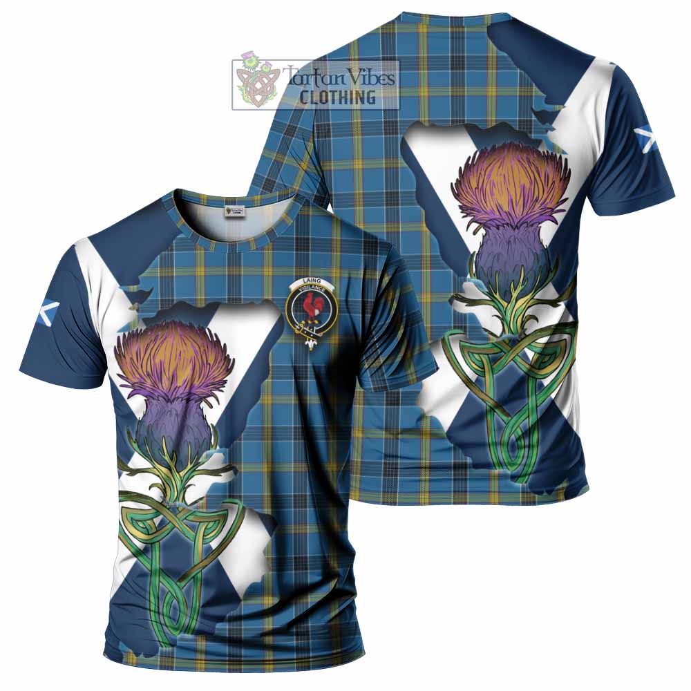 Tartan Vibes Clothing Laing Tartan Family Crest T-Shirt Scottish Thistle Celtic Inspired