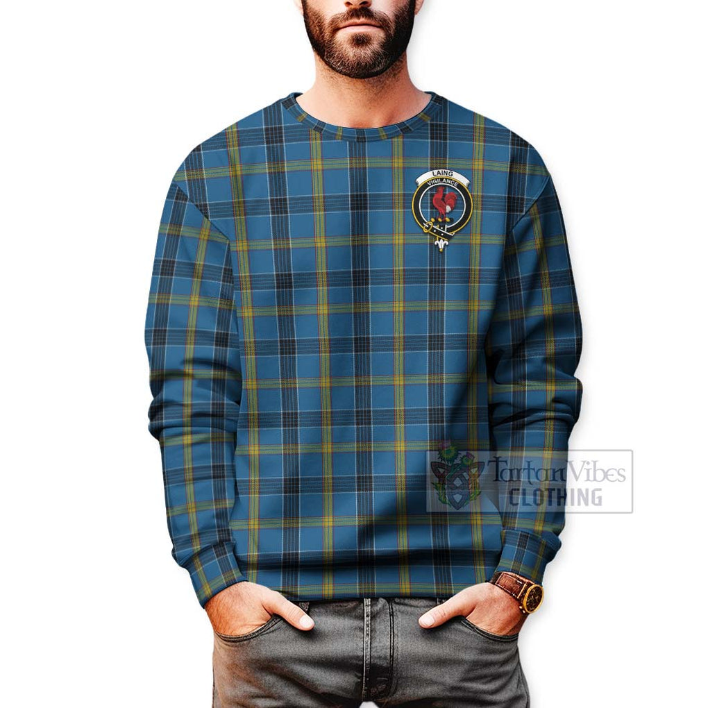 Tartan Vibes Clothing Laing Tartan Sweatshirt with Family Crest Celtic Skull Style