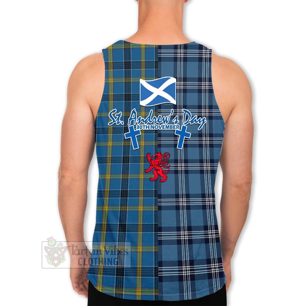 Tartan Vibes Clothing Laing Tartan Men's Tank Top Happy St. Andrew's Day Half Tartan Style