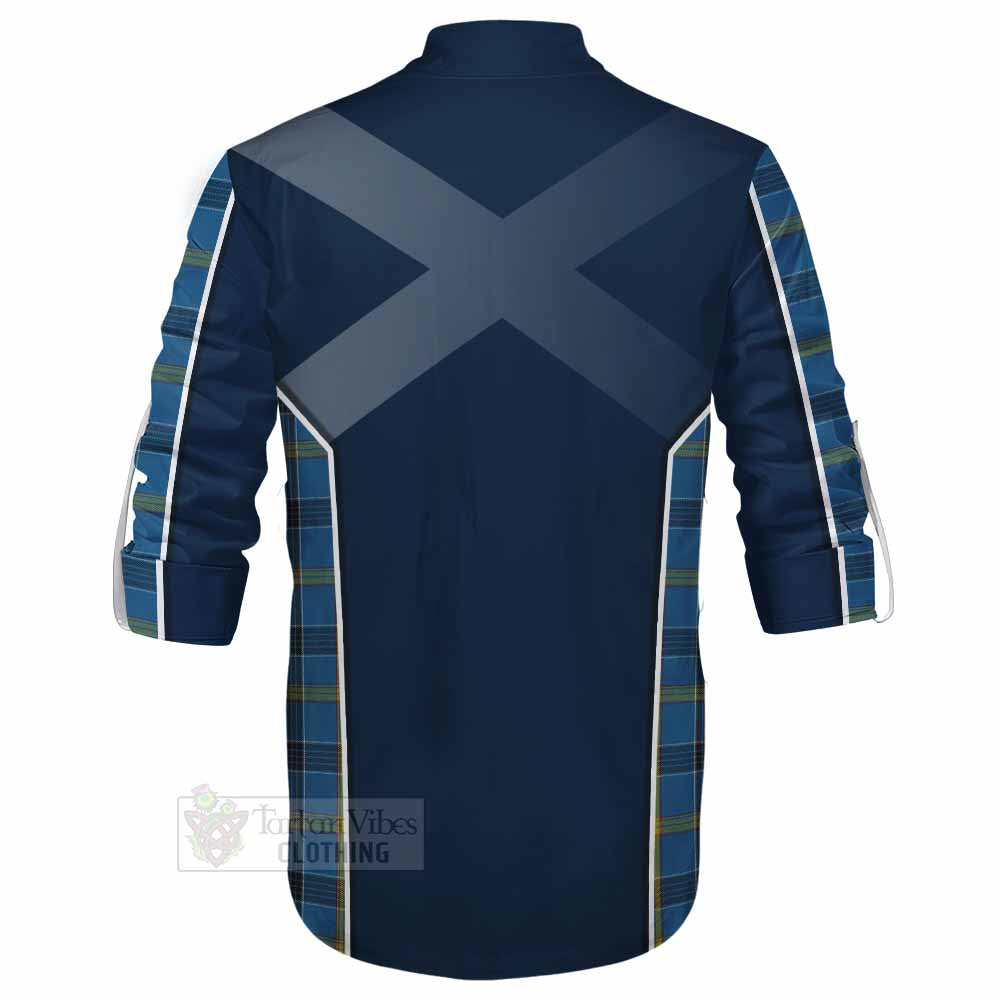 Tartan Vibes Clothing Laing Tartan Ghillie Kilt Shirt with Family Crest and Lion Rampant Vibes Sport Style