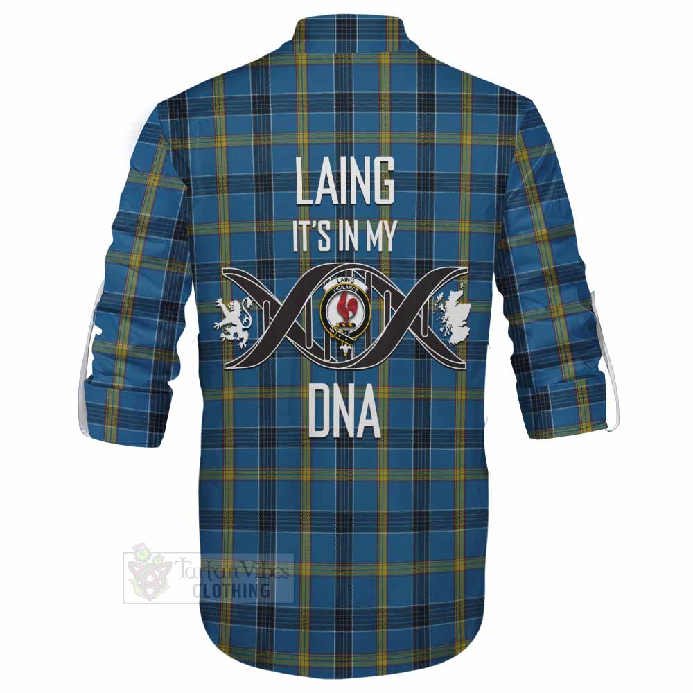 Tartan Vibes Clothing Laing Tartan Ghillie Kilt Shirt with Family Crest DNA In Me Style