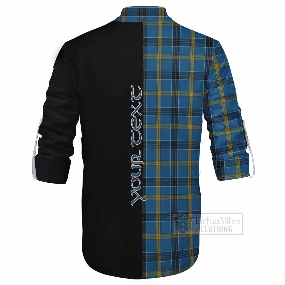Tartan Vibes Clothing Laing Tartan Ghillie Kilt Shirt with Family Crest and Half Of Me Style