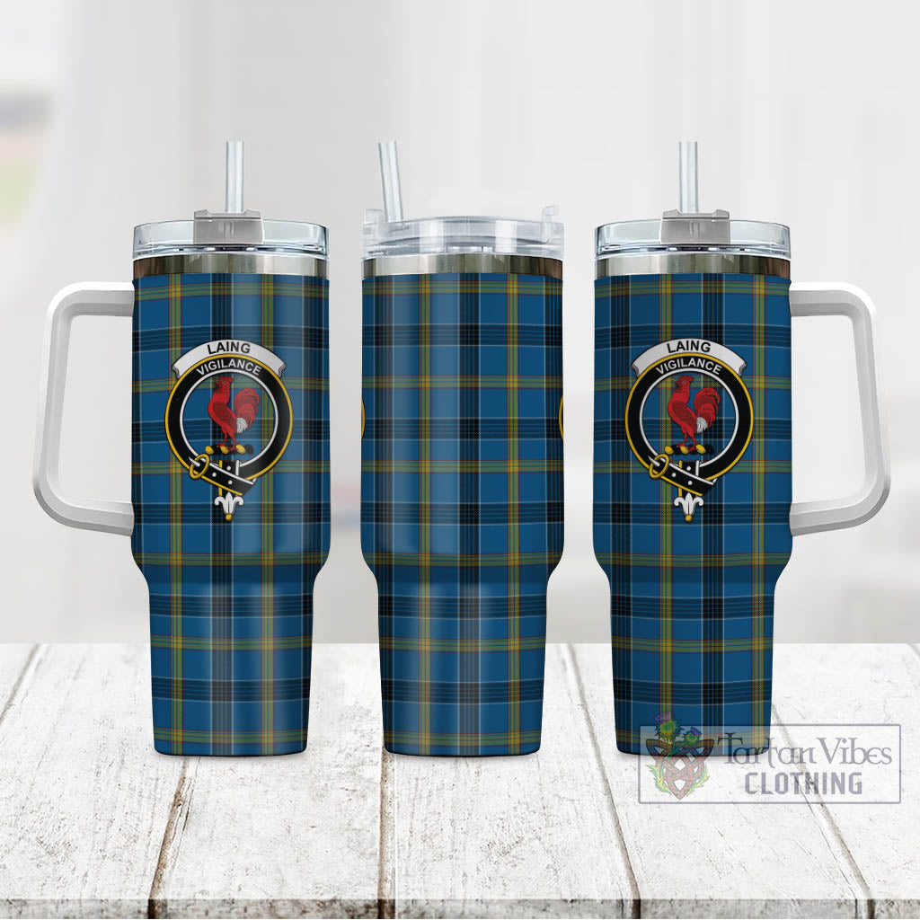 Tartan Vibes Clothing Laing Tartan and Family Crest Tumbler with Handle