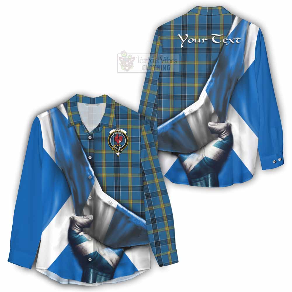 Tartan Vibes Clothing Laing Tartan Women's Casual Shirt with Family Crest Scotland Patriotic Style