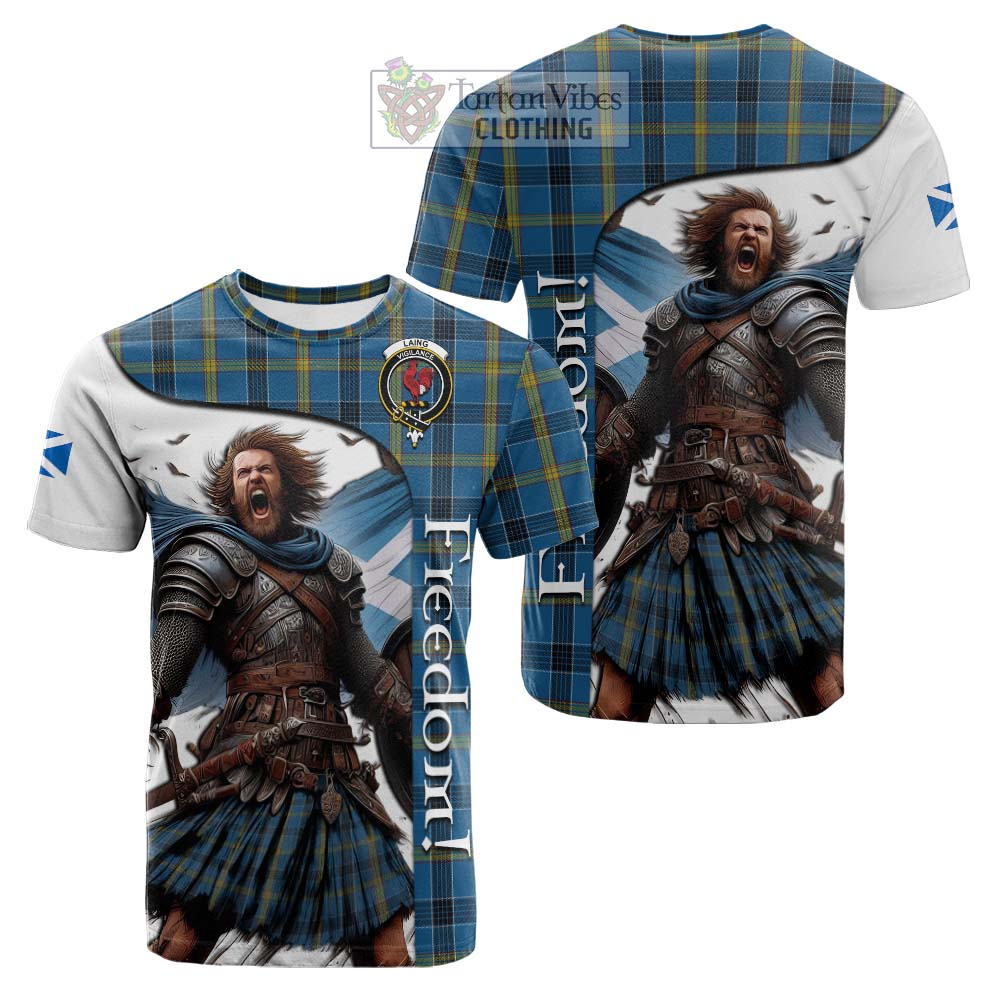 Tartan Vibes Clothing Laing Crest Tartan Cotton T-shirt Inspired by the Freedom of Scottish Warrior