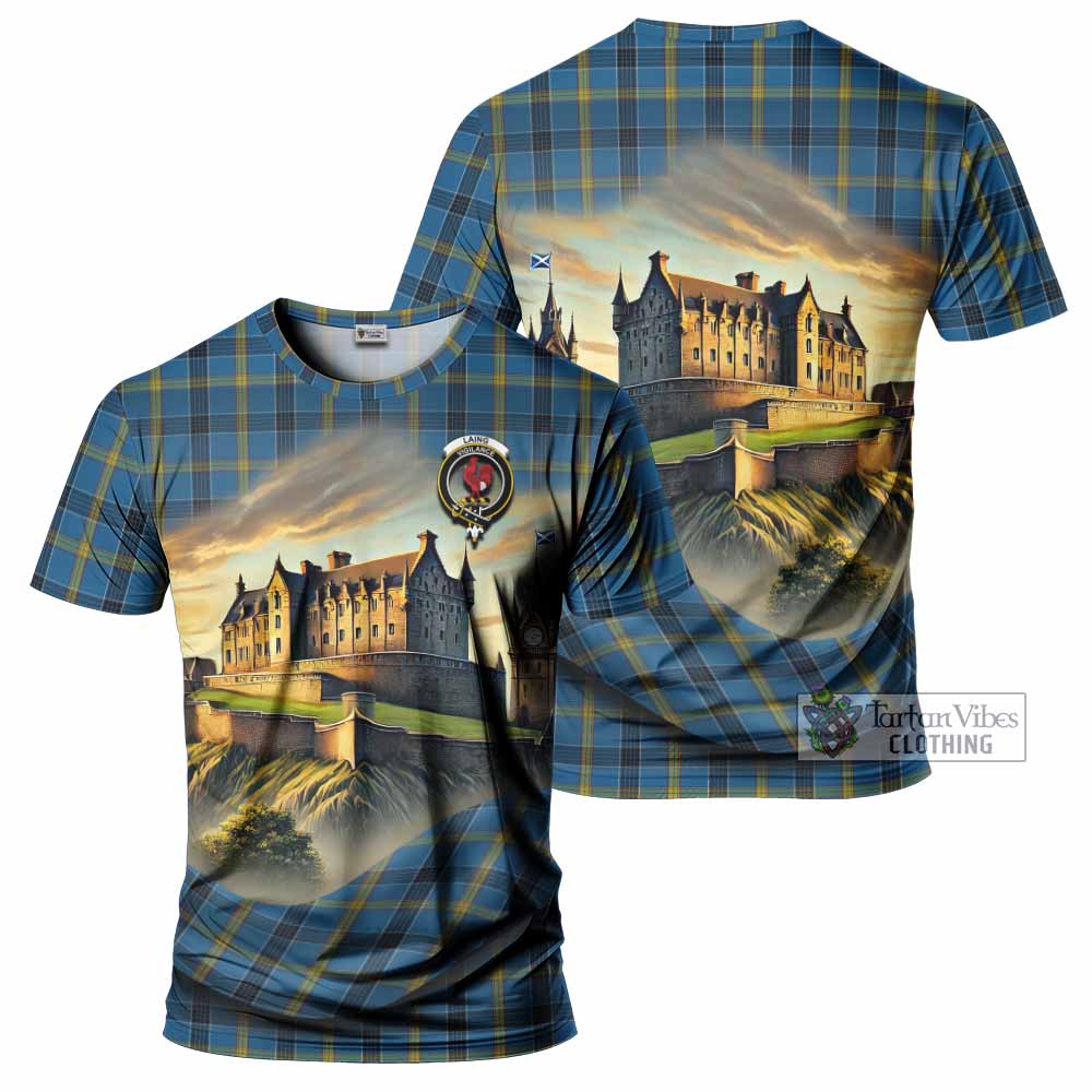 Tartan Vibes Clothing Laing Tartan Family Crest T-Shirt with Scottish Ancient Castle Stype