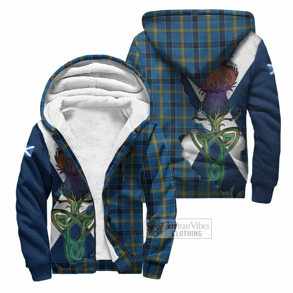 Tartan Vibes Clothing Laing Tartan Family Crest Sherpa Hoodie Scottish Thistle Celtic Inspired