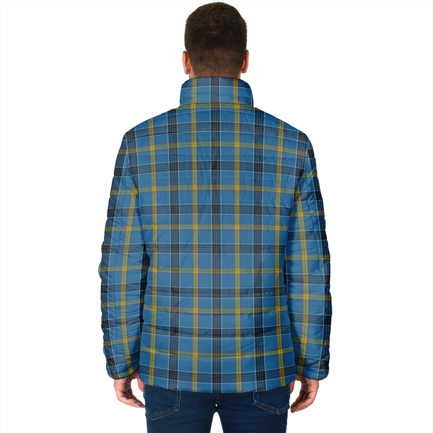 Laing Tartan Padded Jacket with Family Crest - Tartan Vibes Clothing