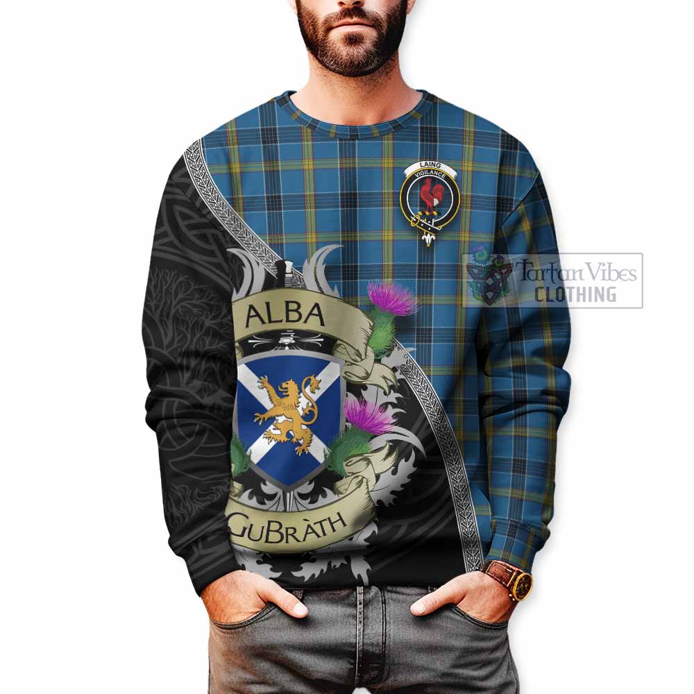 Tartan Vibes Clothing Laing Tartan Family Crest Sweatshirt Lion Rampant Royal Thistle Shield Celtic Inspired