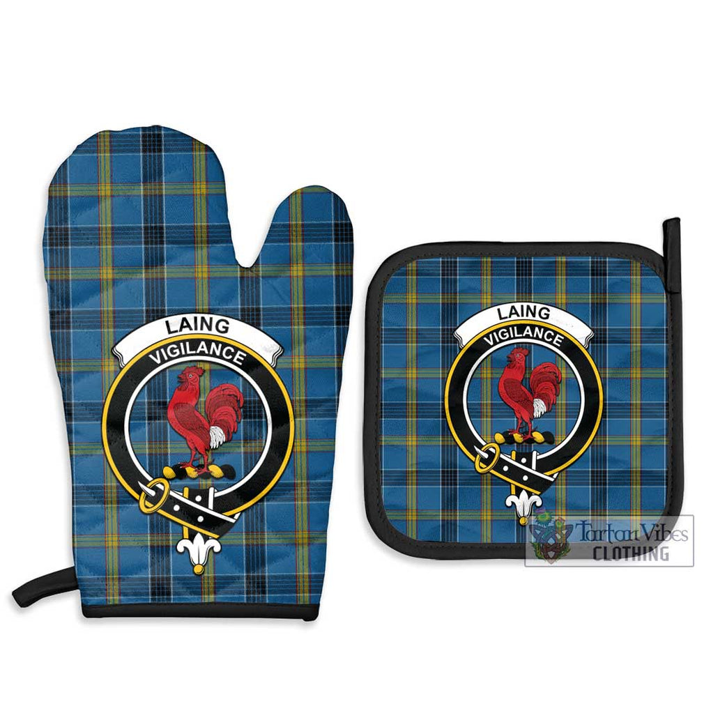 Laing Tartan Combo Oven Mitt & Pot-Holder with Family Crest Combo 1 Oven Mitt & 2 Pot-Holder Black - Tartan Vibes Clothing