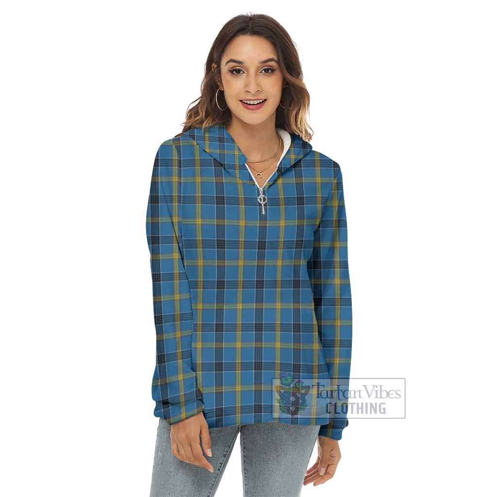 Tartan Vibes Clothing Laing Tartan Women's Borg  Half Zip Fleece Hoodie