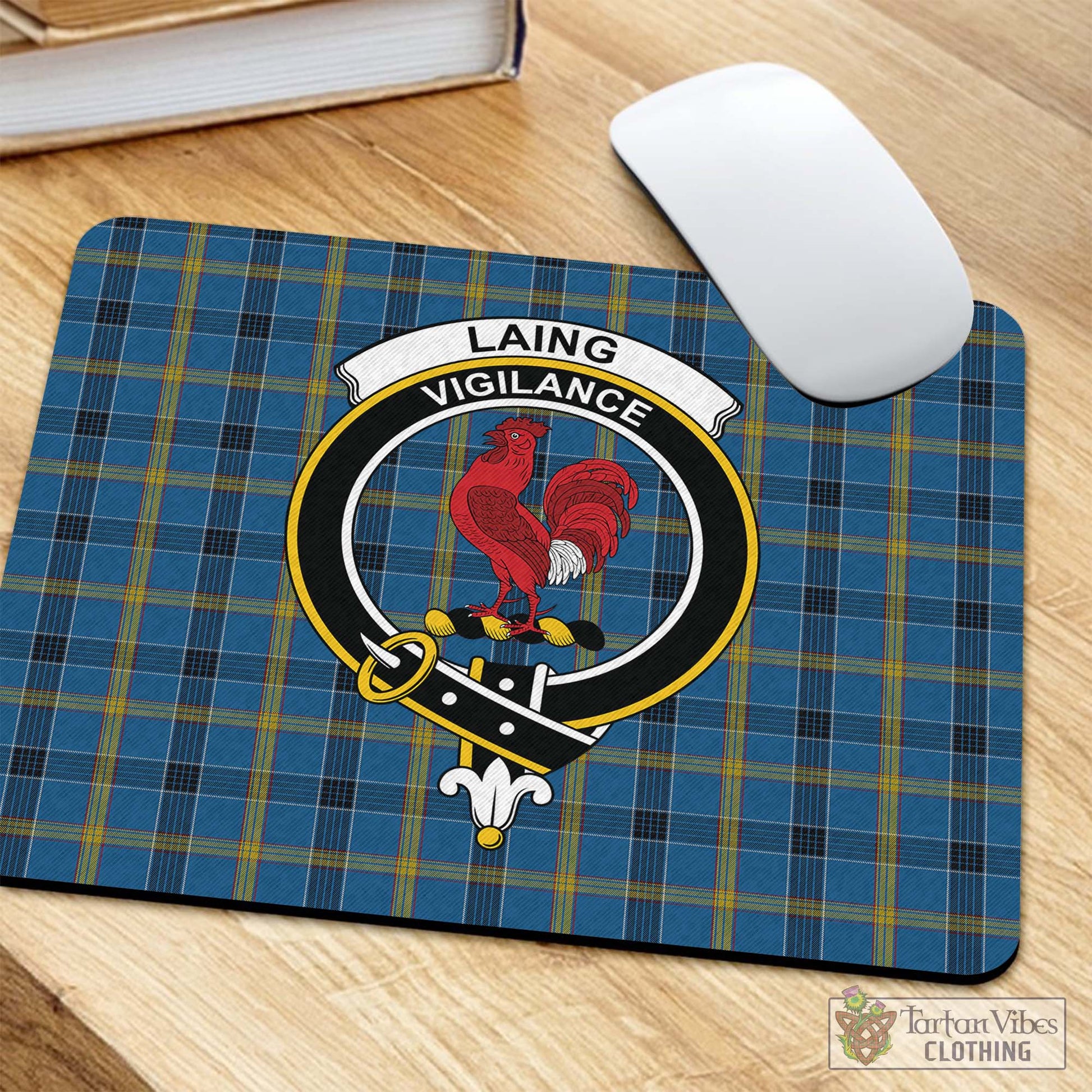 Tartan Vibes Clothing Laing Tartan Mouse Pad with Family Crest