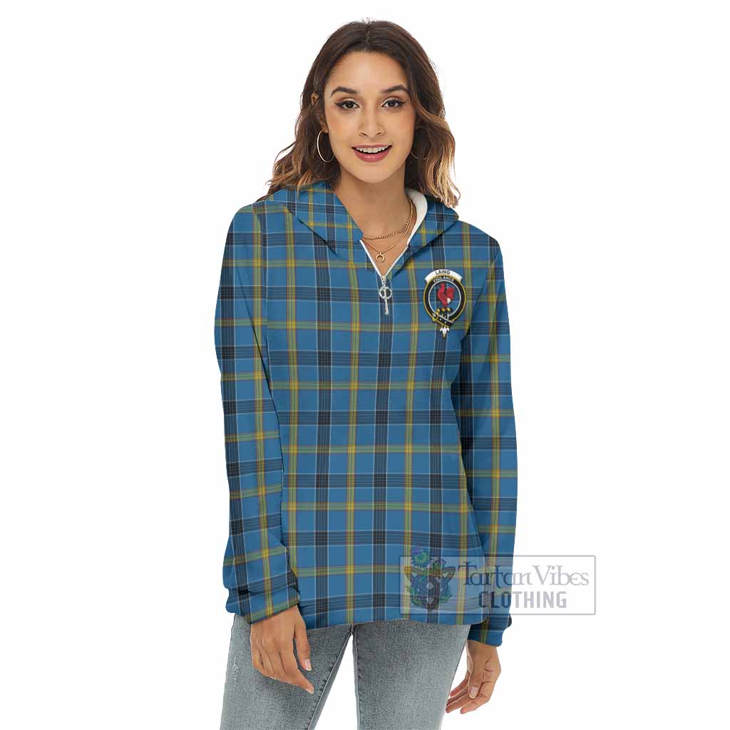 Tartan Vibes Clothing Laing Tartan Crest Women's Borg  Half Zip Fleece Hoodie