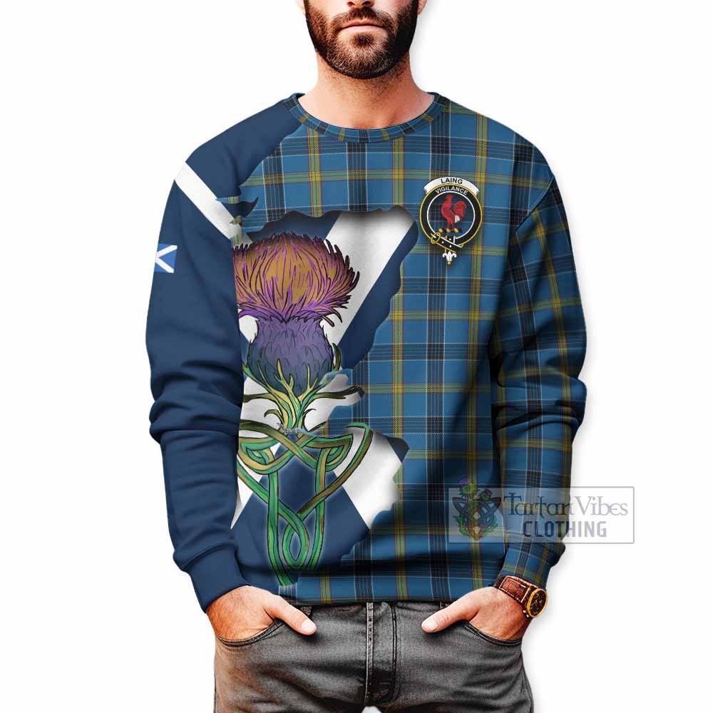 Tartan Vibes Clothing Laing Tartan Family Crest Sweatshirt Scottish Thistle Celtic Inspired