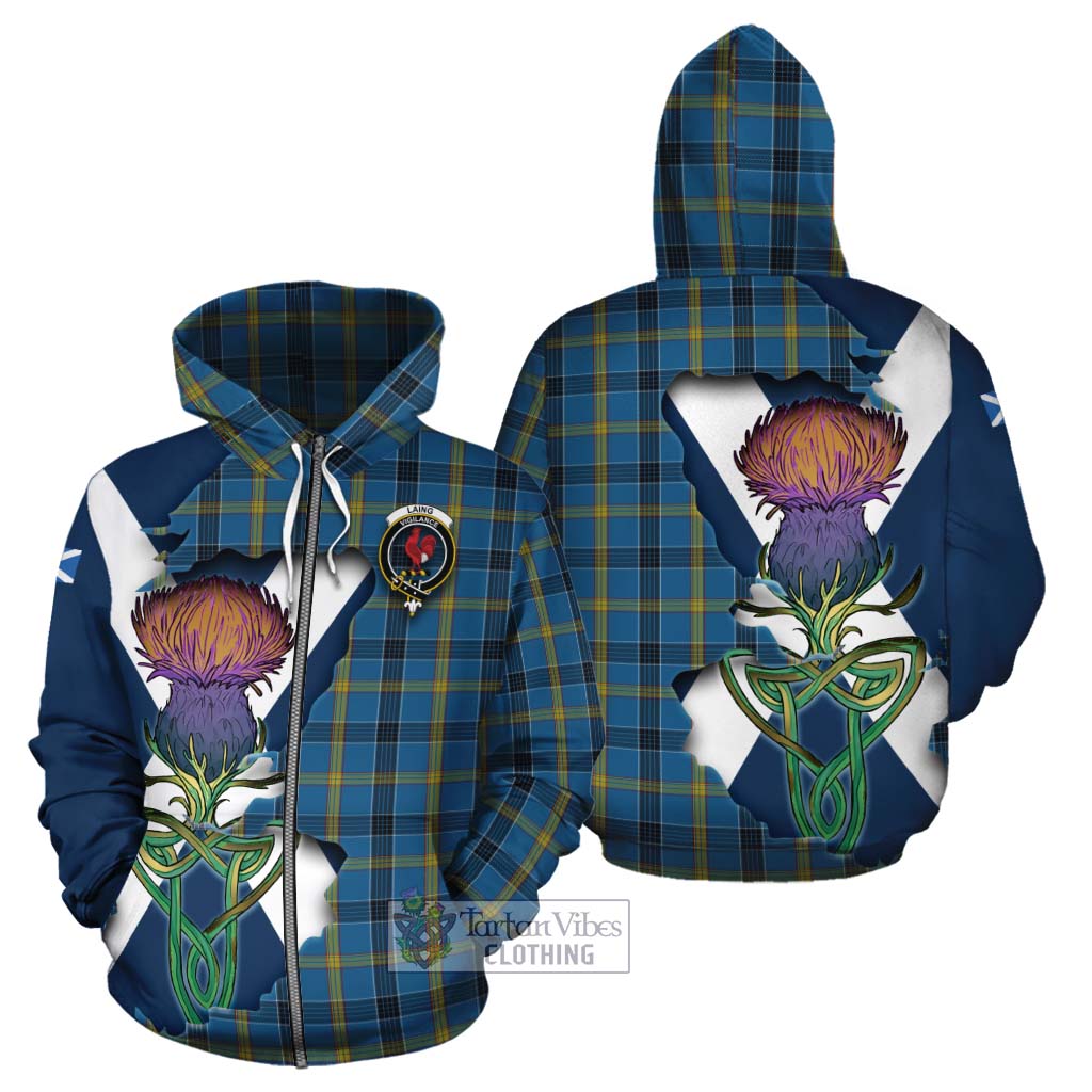 Tartan Vibes Clothing Laing Tartan Family Crest Cotton Hoodie Scottish Thistle Celtic Inspired