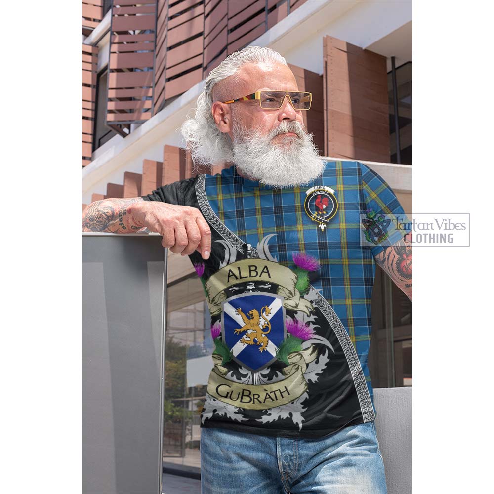 Tartan Vibes Clothing Laing Tartan Family Crest Cotton T-shirt Lion Rampant Royal Thistle Shield Celtic Inspired
