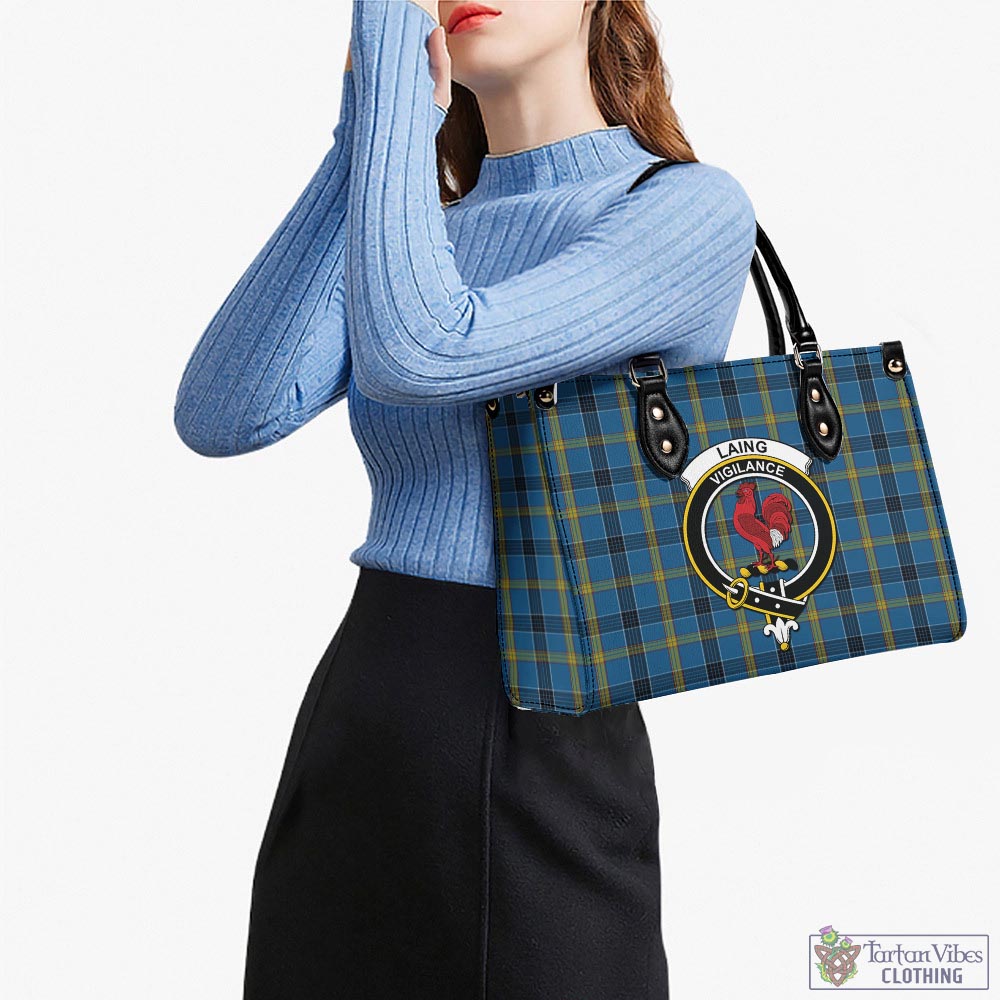 Laing Tartan Luxury Leather Handbags with Family Crest - Tartan Vibes Clothing