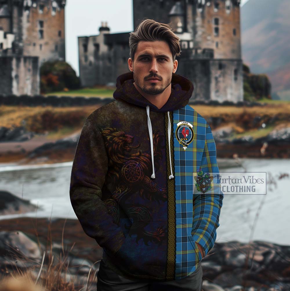 Tartan Vibes Clothing Laing Tartan Family Crest Cotton Hoodie Alba Gu Brath Be Brave Lion Ancient Style