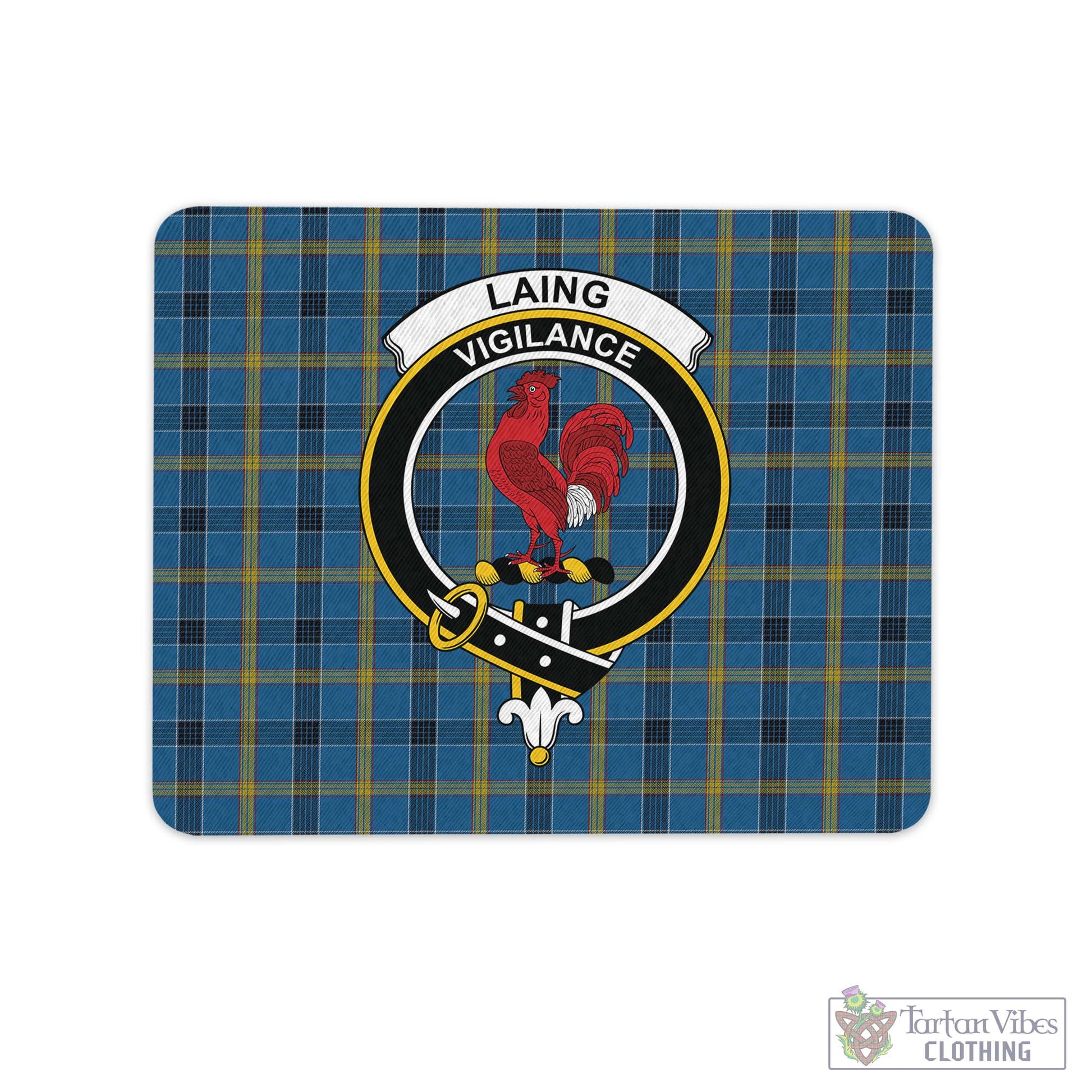 Tartan Vibes Clothing Laing Tartan Mouse Pad with Family Crest
