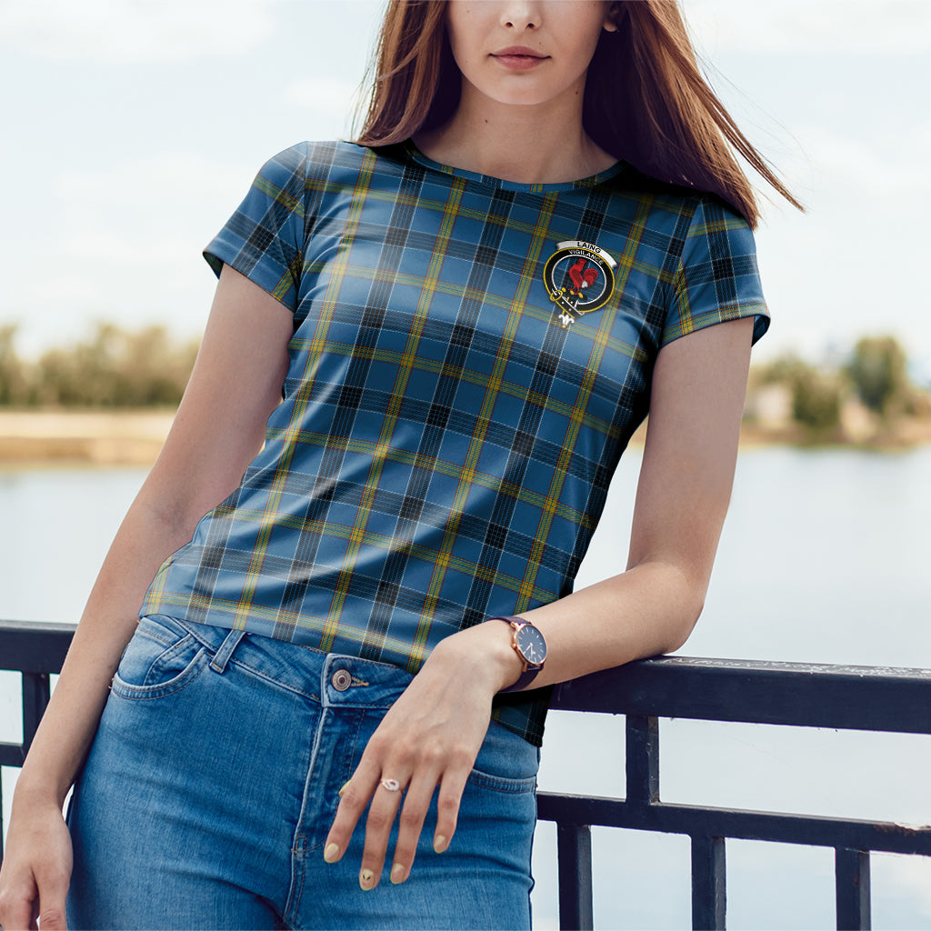 Laing Tartan T-Shirt with Family Crest - Tartan Vibes Clothing
