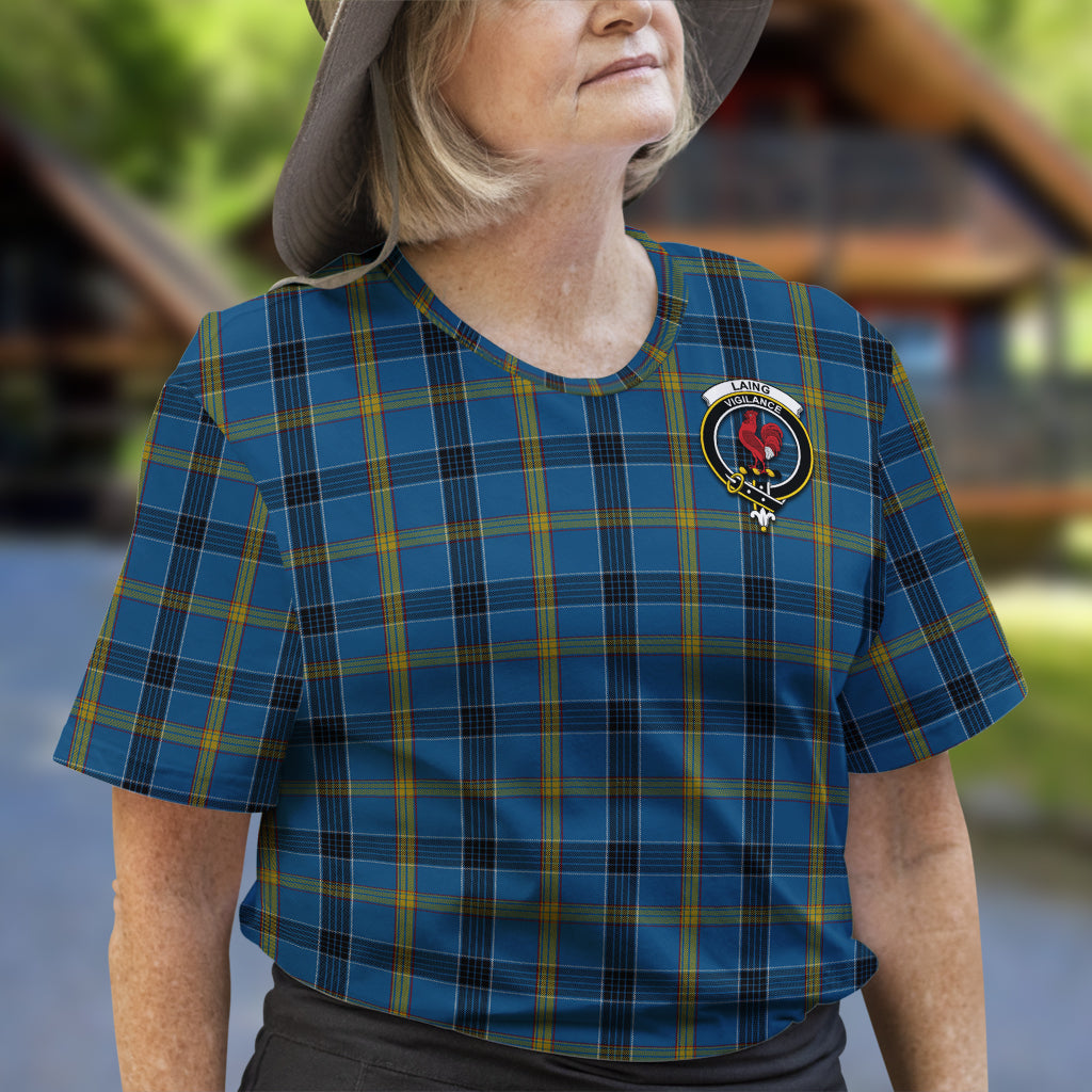 Laing Tartan T-Shirt with Family Crest - Tartan Vibes Clothing