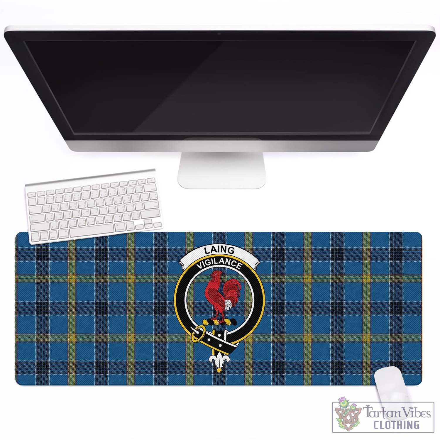 Tartan Vibes Clothing Laing Tartan Mouse Pad with Family Crest