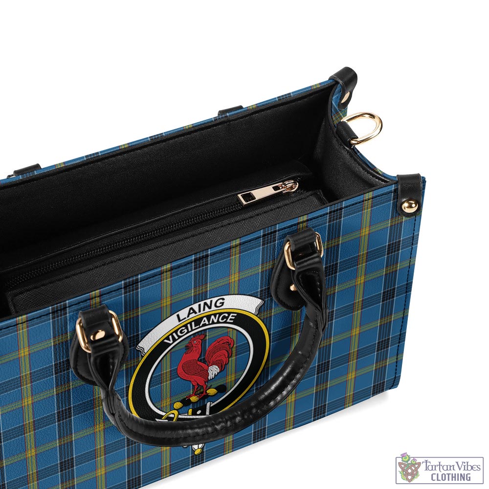 Laing Tartan Luxury Leather Handbags with Family Crest - Tartan Vibes Clothing