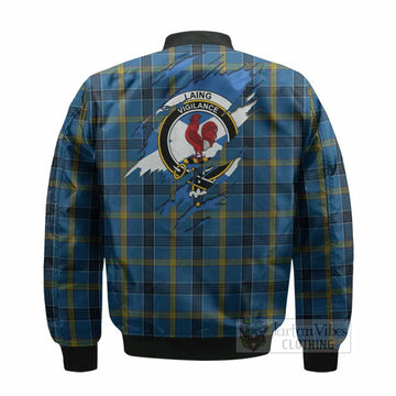 Laing Clan Crest In Me Tartan Bomber Jacket Scotland Flag Style