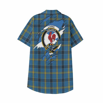 Laing Clan Crest In Me Tartan Kid Hawaiian Shirt Scotland Flag Style