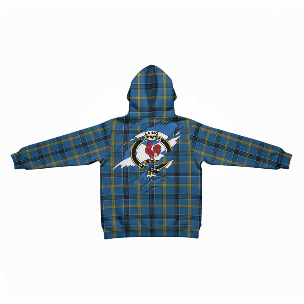 Laing Clan Crest In Me Tartan Kid Hoodie Scotland Flag Style