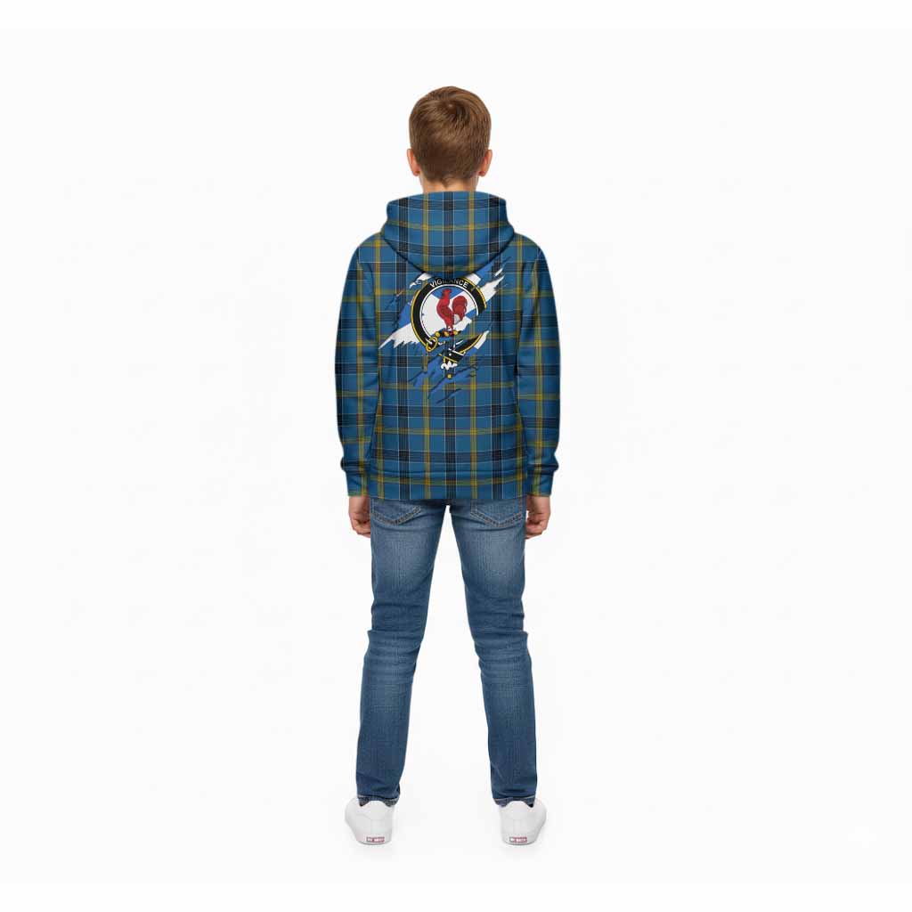 Laing Clan Crest In Me Tartan Kid Hoodie Scotland Flag Style