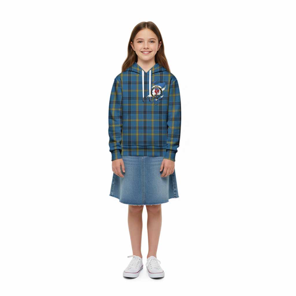 Laing Clan Crest In Me Tartan Kid Hoodie Scotland Flag Style