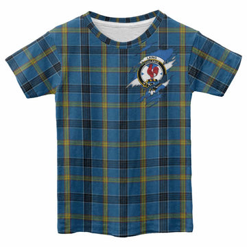 Laing Clan Crest In Me Tartan Kid T-shirt Scotland Flag Style
