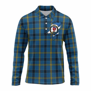 Laing Clan Crest In Me Tartan Long Sleeve Polo Shirt Scotland Flag Style