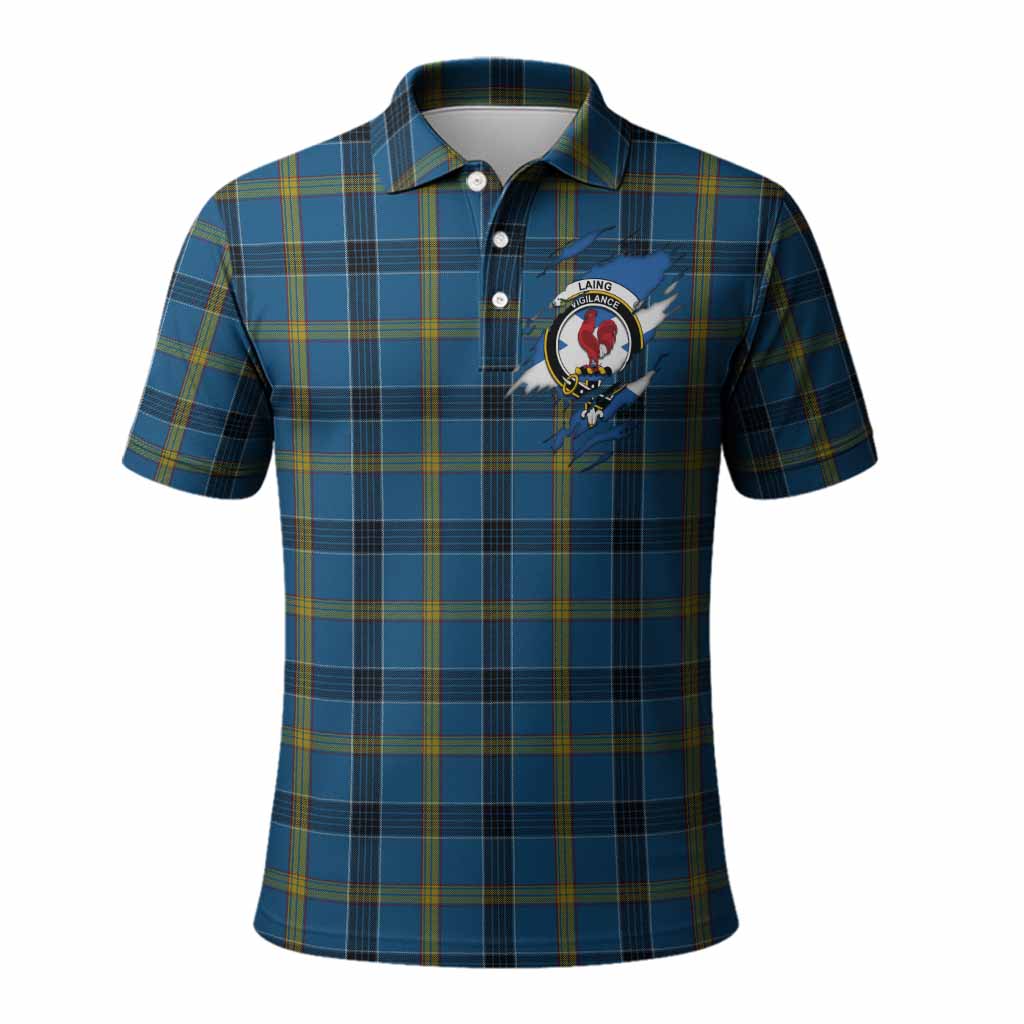 Laing Clan Crest In Me Tartan Polo Shirt Scotland Flag Style
